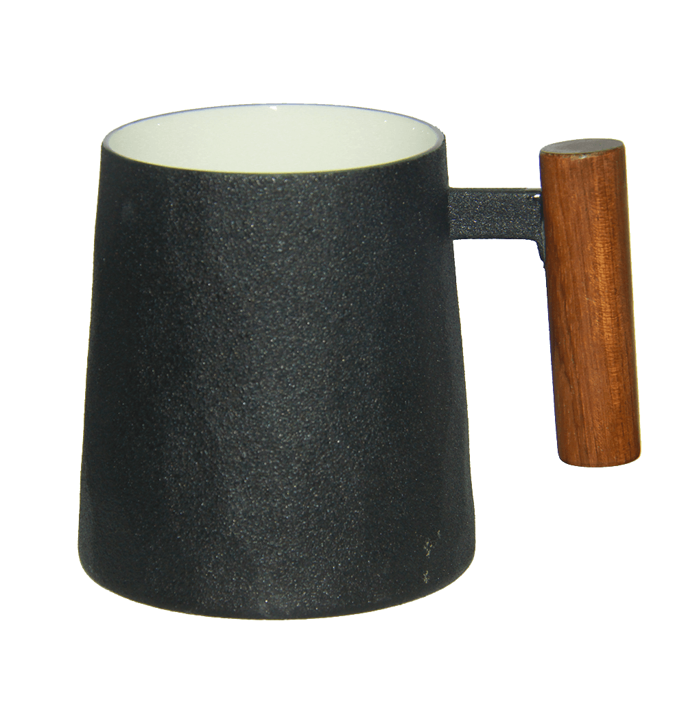 Porcelain Mug Rosewood handle, White
