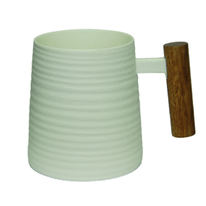 Porcelain Mug Rosewood handle, black