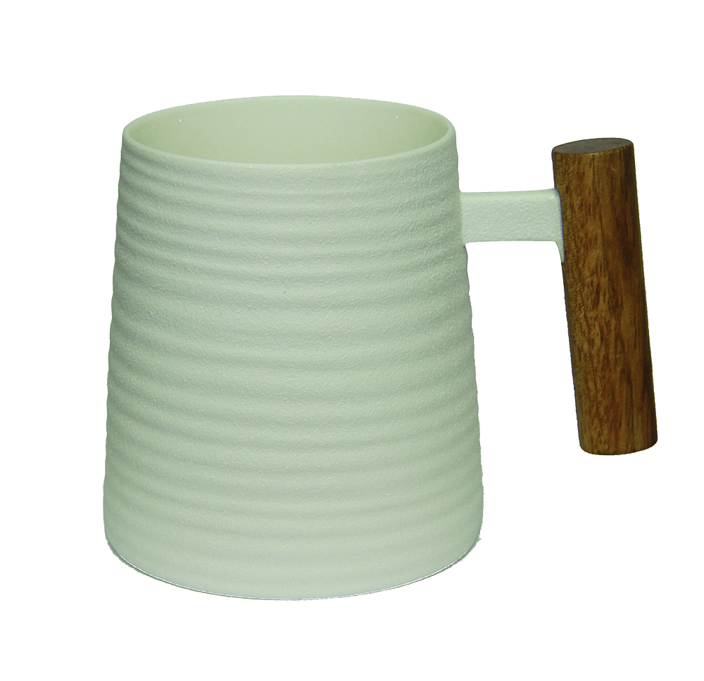 Porcelain Mug Rosewood handle, black