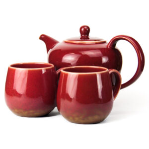 Porcelain BTQ Enus Teapot w/ 2 cups 1.2L, Red
