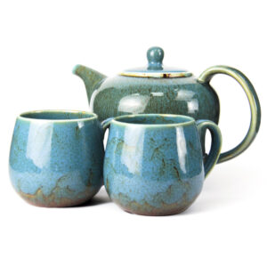 Porcelain BTQ Enus Teapot w/ 2 cups 1.2L, Blue