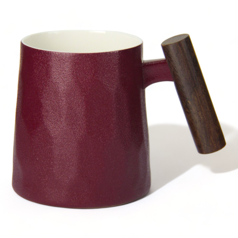 Porcelain Mug w/ Rosewood handle, 400ml, Wine