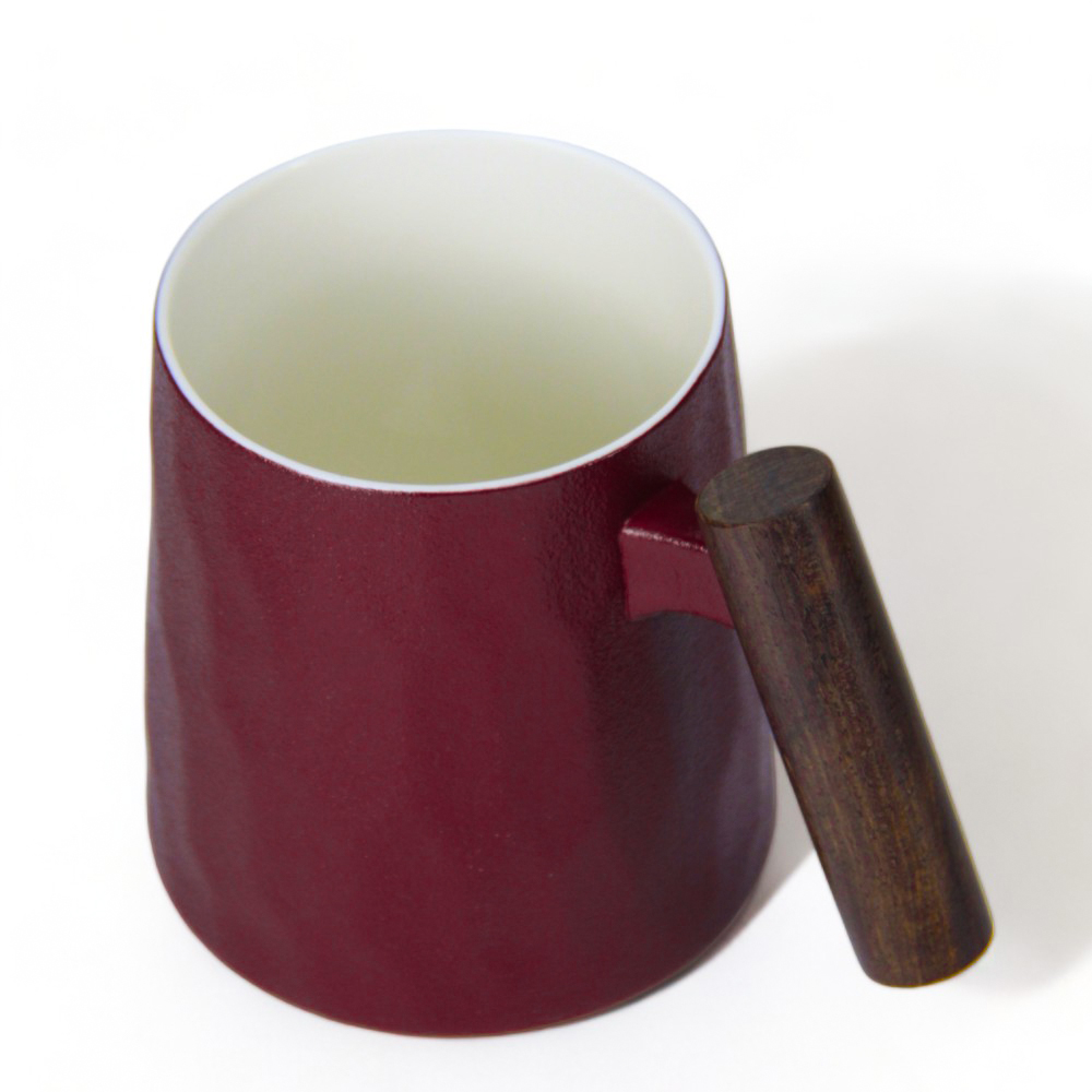 Porcelain Mug w/ Rosewood handle, 400ml, Wine - Image 2