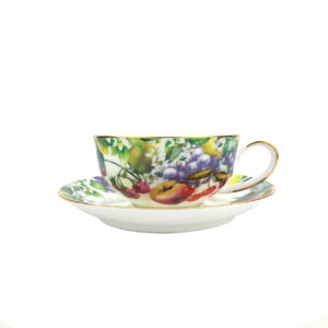 Fruits Cup & Saucer W/Gold Rim