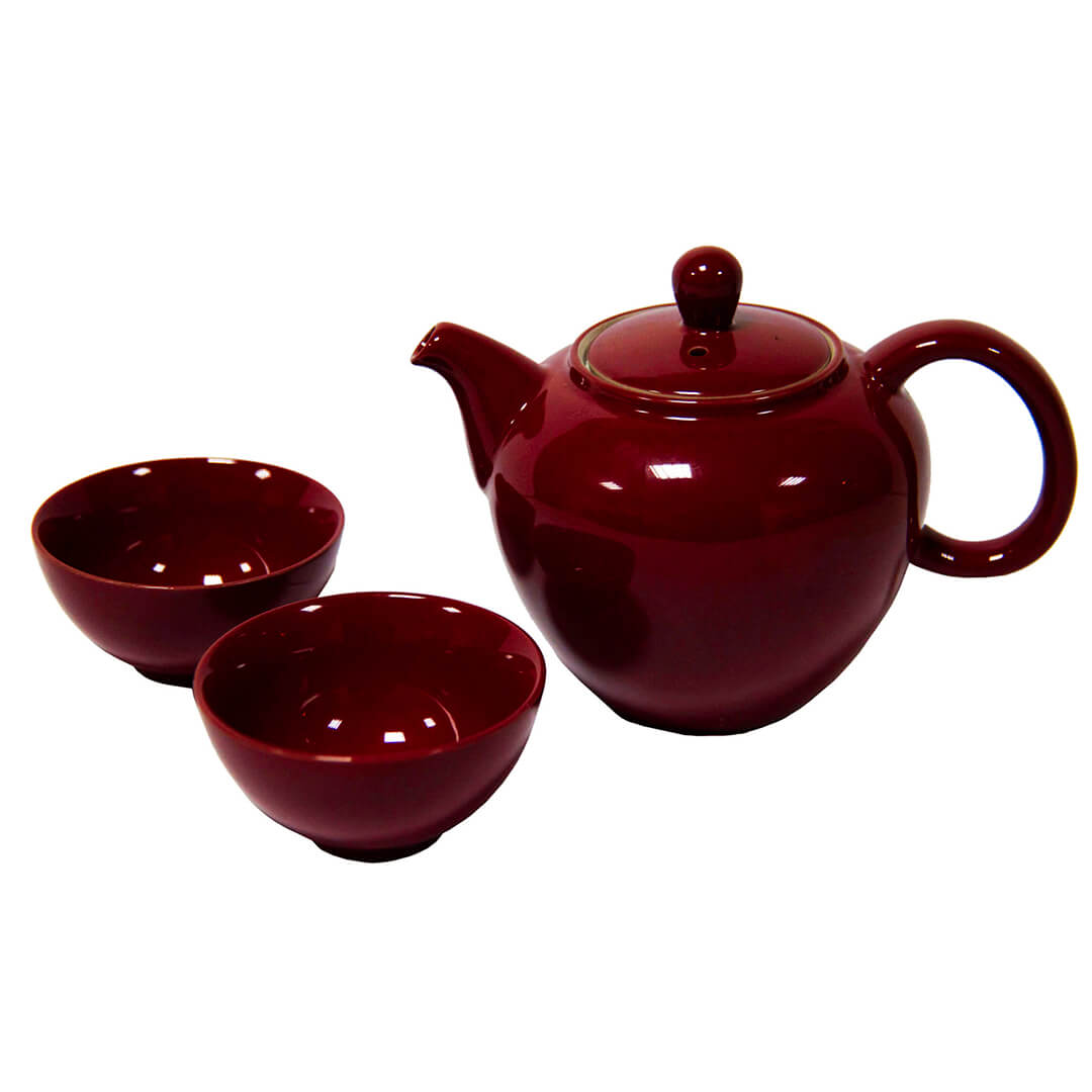 Teapot 300ml w/ 2 Cups Red in Gift Box